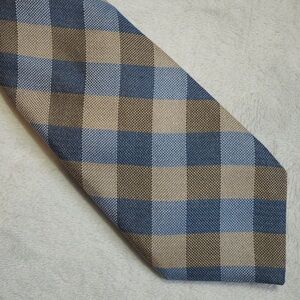 Hart Schaffner Marx Blue and Tan Checkered Tie